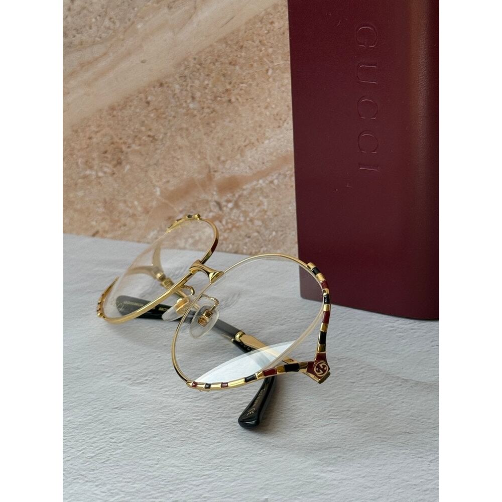 NEW Gucci GG0596OA Gold Round Eyeglasses Frames - Picture 8 of 10